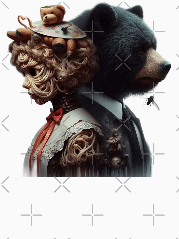 Surreal Noodle Portrait with Black Bear and Teddy Bear by LujziWorld