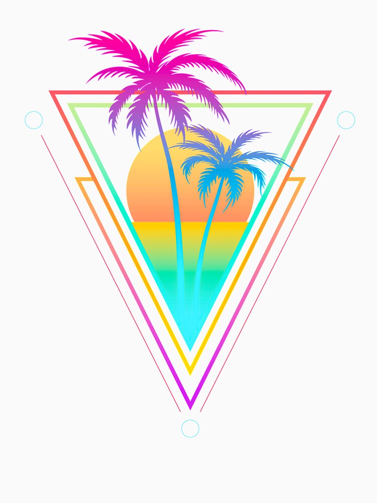 Retro 1980s 1990s Vaporwave Palm Trees Sunset Beach Surf Art by Hitagivapor