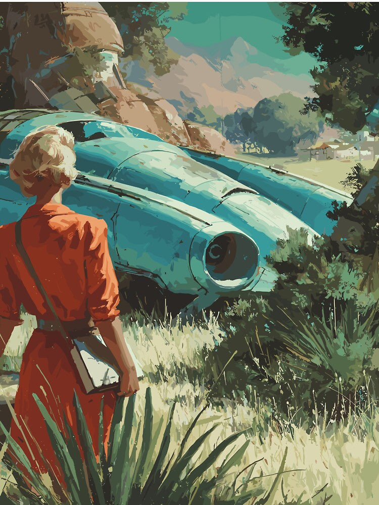 Discovery in the Desert - 50s Retrofuturism by bapupa