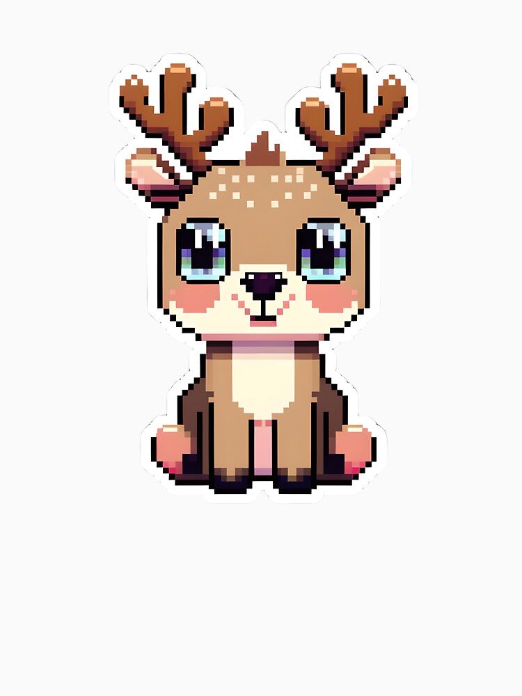 Cute Pixel Reindeer with Small Antlers and Big Eyes by BankMano