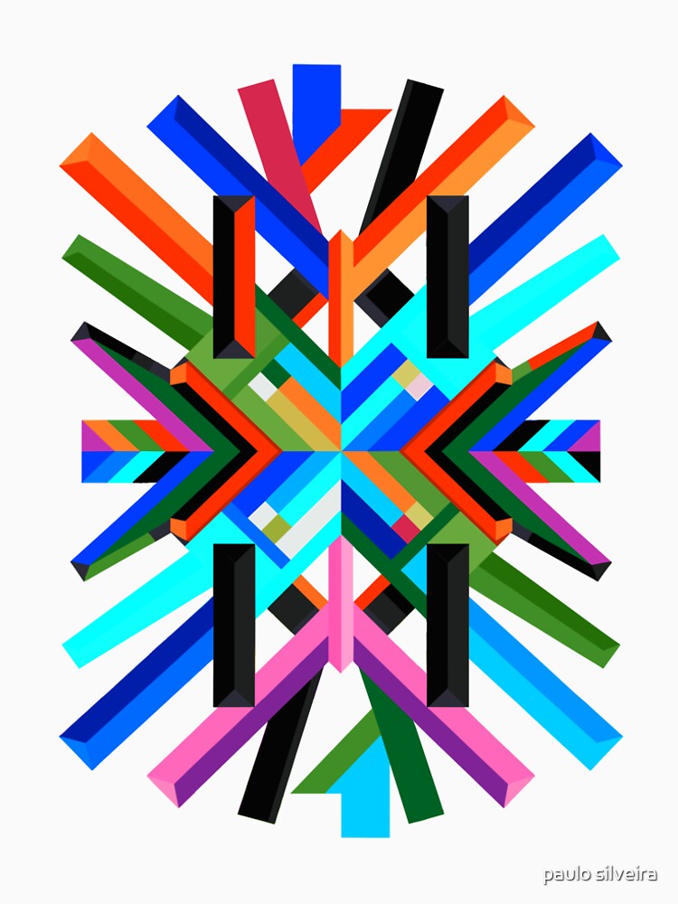 Bold 3D Geometric Starburst – Colourful Abstract T-Shirt for Art & Design Lovers by paulo silveira