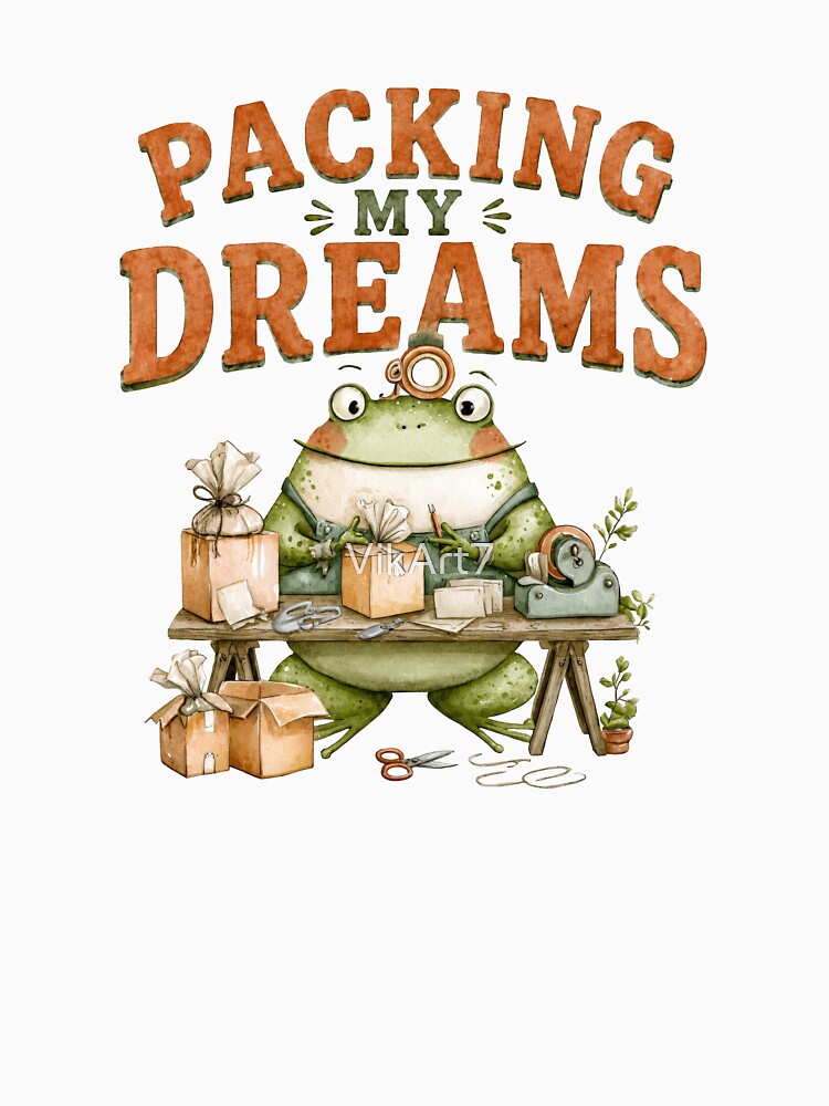 Packing My Dreams Cute Small Business Frog by VikArt7