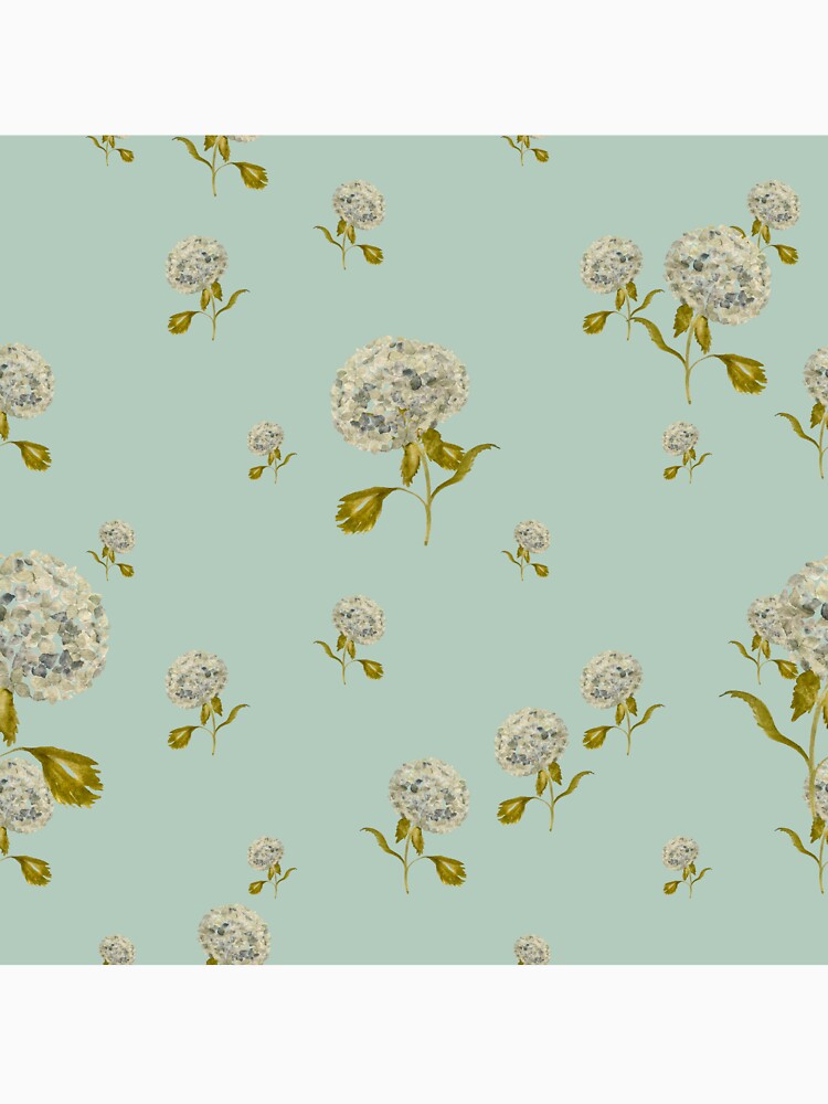 Hydrangea flower cute ornate pattern a watercolor mint by Yana Mustafina | Boho Soulful Designs