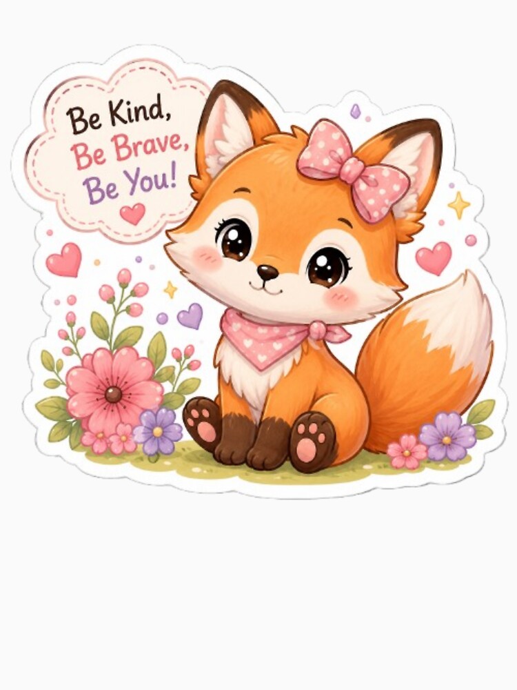 Kawaii baby fox sticker Adorable Baby Fox | Pastel Animal Sticker | Cute Forest Fox Art8 by Vegasstickers