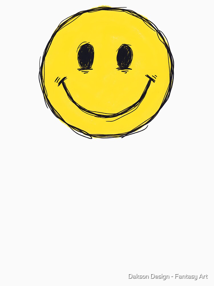 Sketchy Yellow Smiley Face - Hand Drawn Marker Doodle by Dakson Design - Fantasy Art