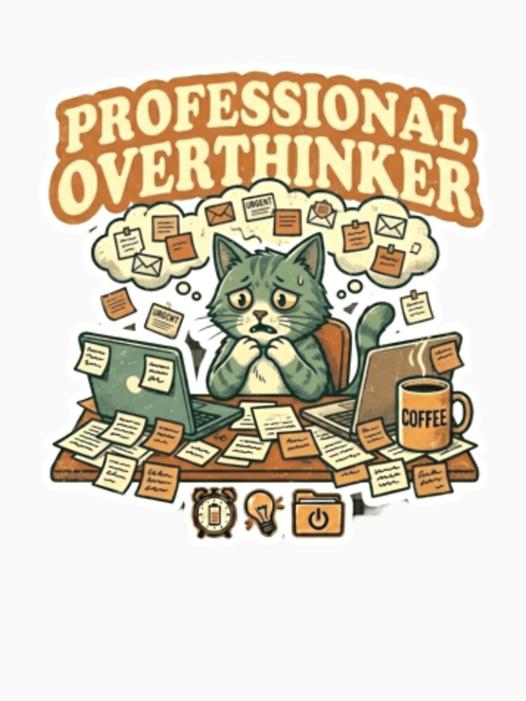 Professional Overthinker Cat – Funny Introvert Work Humor by Dada-arts