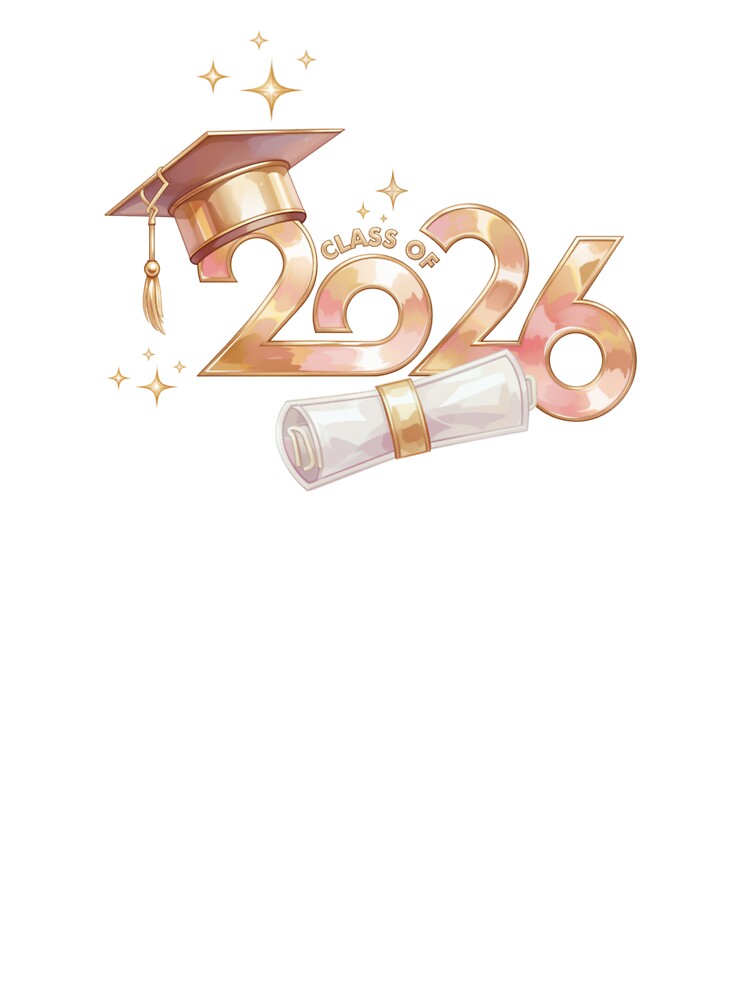 Class of 2026 Graduate with Rose Gold Graduation Hat, Diploma & Stars by JeweledDesigns