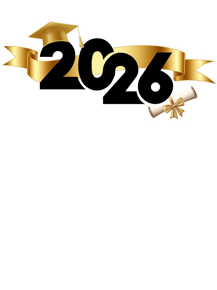 Graduate 2026 (Offset) with Gold Graduation Hat & Gold Ribbon by JeweledDesigns