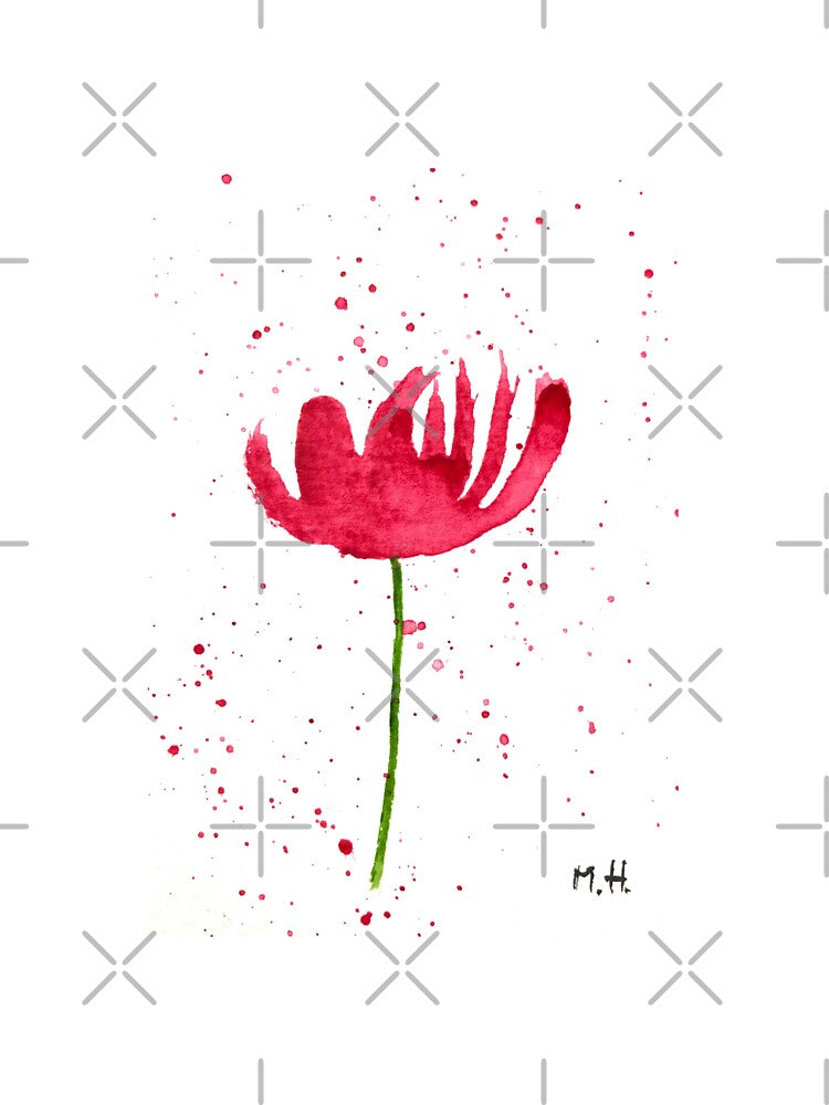 Red flower watercolour painting by Monika Howarth
