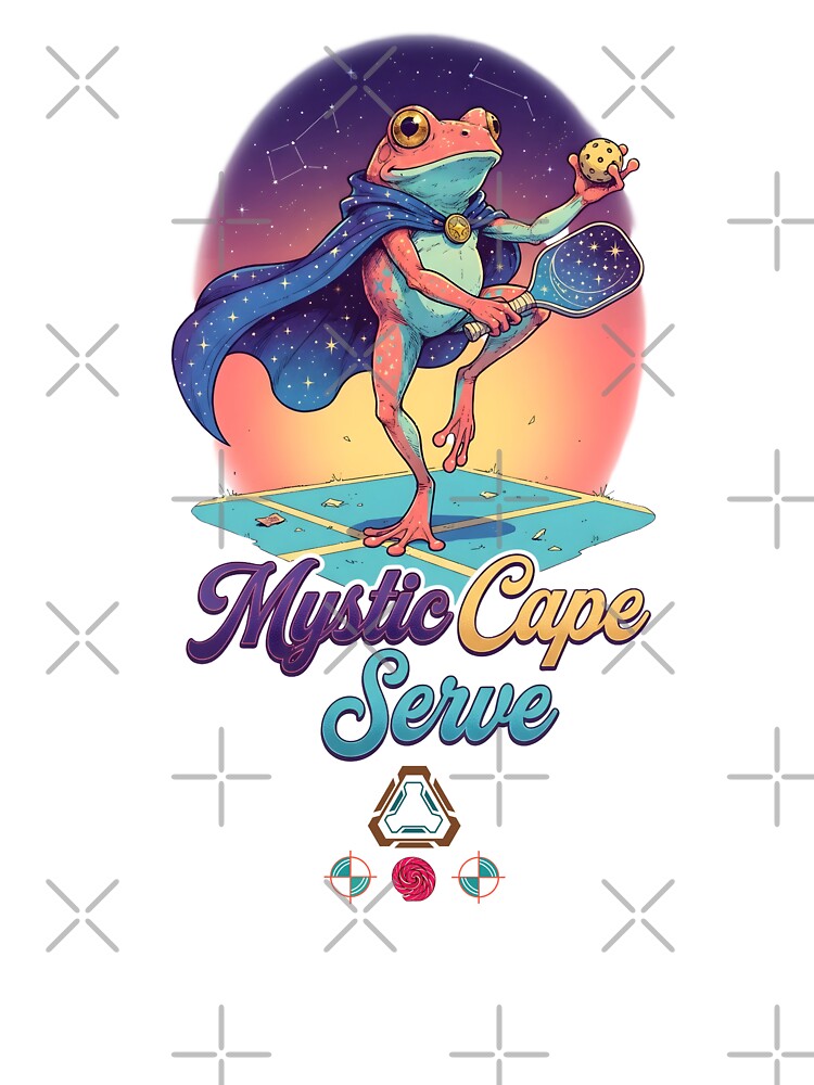 Mystic Cape Serve - Comic-Style Superhero Frog Pickleball Player by Whimsy Trail Co