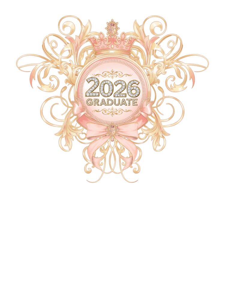 2026 Graduate with Royal Crown Motif, Pink Bow & Diamonds by JeweledDesigns