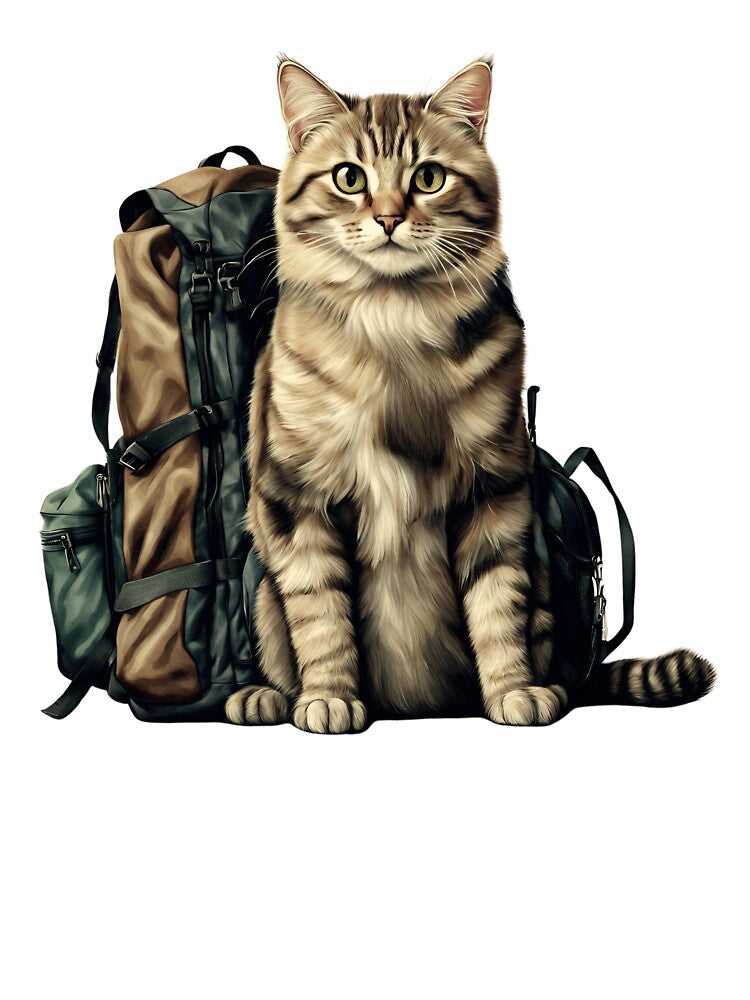 Adventure Cat with Backpack – Hiking Cat Travel Lover Cute Outdoor Design by Paty S Lima