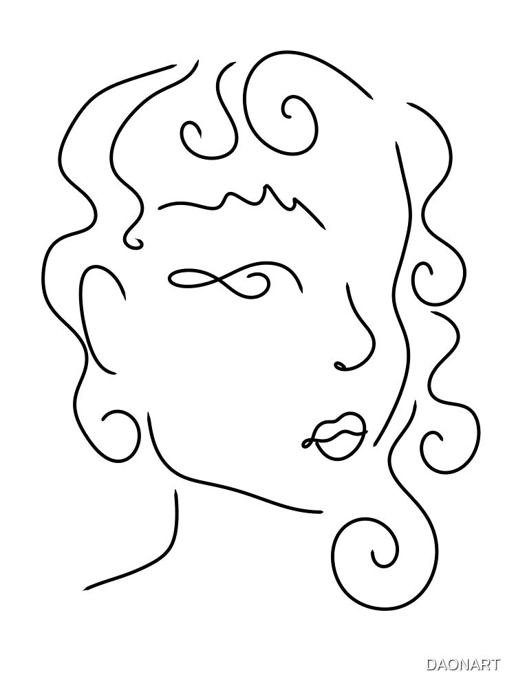 Abstract line drawing of a woman in profile by DAONART