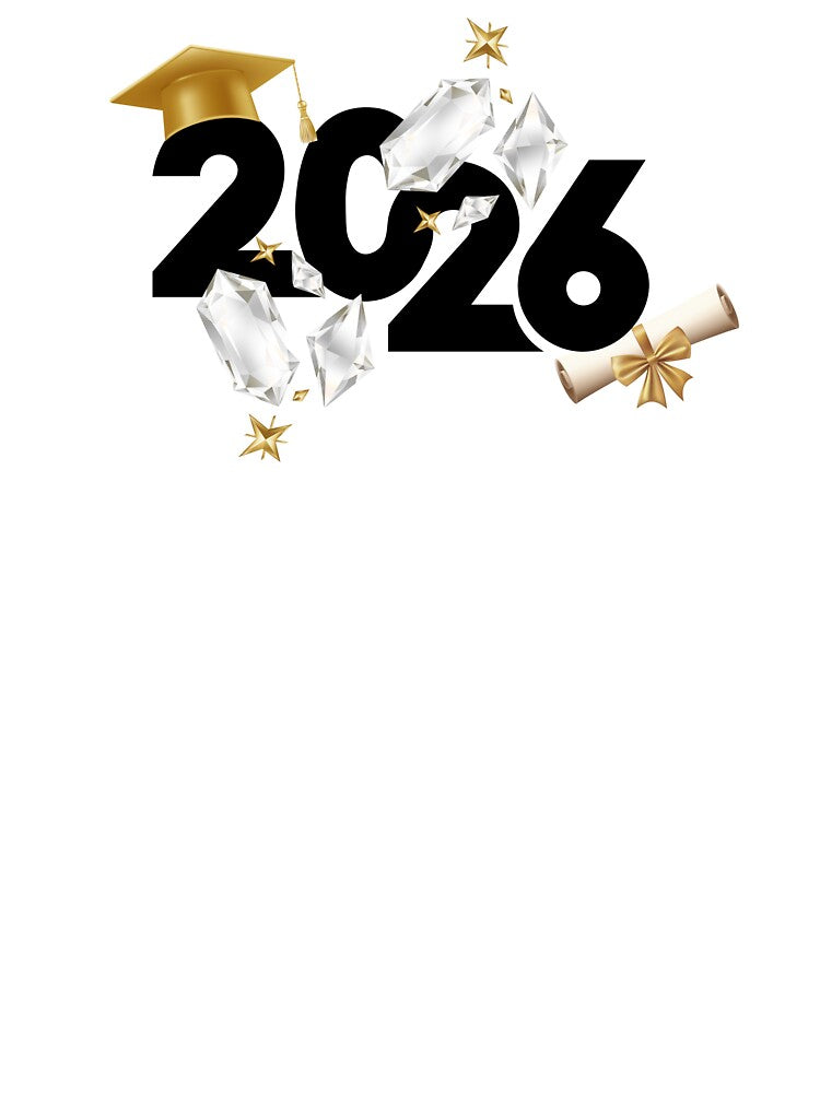 Graduate 2026 (Offset) with Diamonds, Stars & Gold Graduation Hat by JeweledDesigns