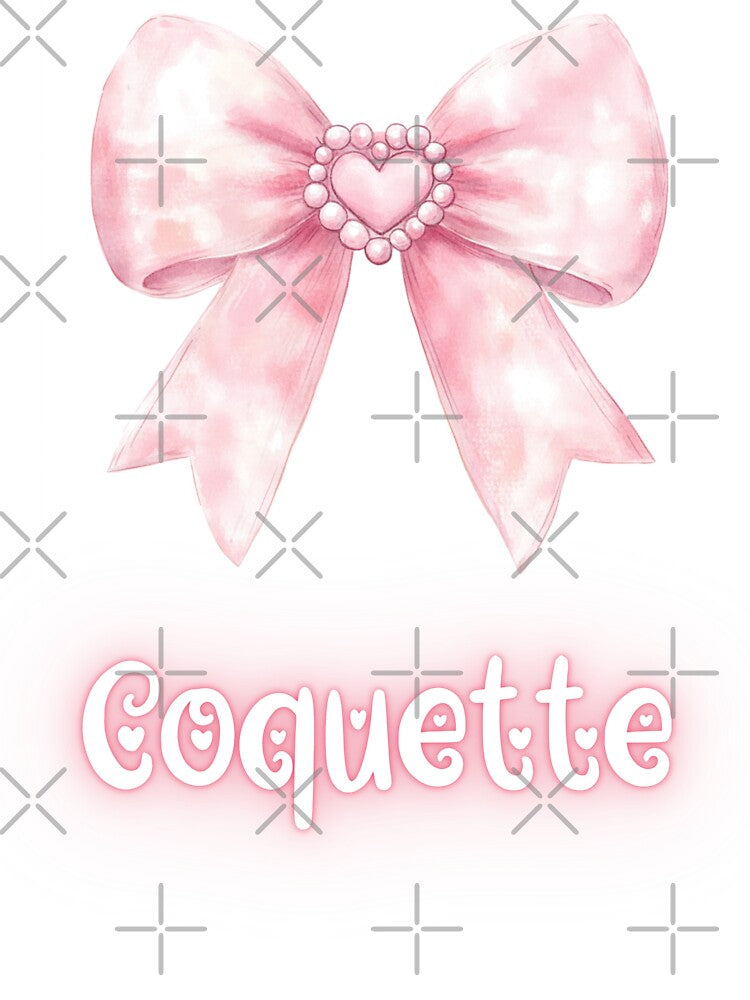 Cute Pink Coquette Bow With Heart and Pearls by ChibiNekoSpace