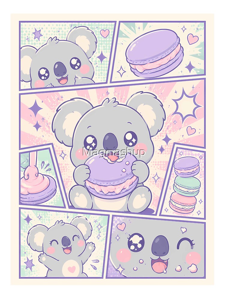 Kawaii Koala Macaron Comic Panels by Magmashup