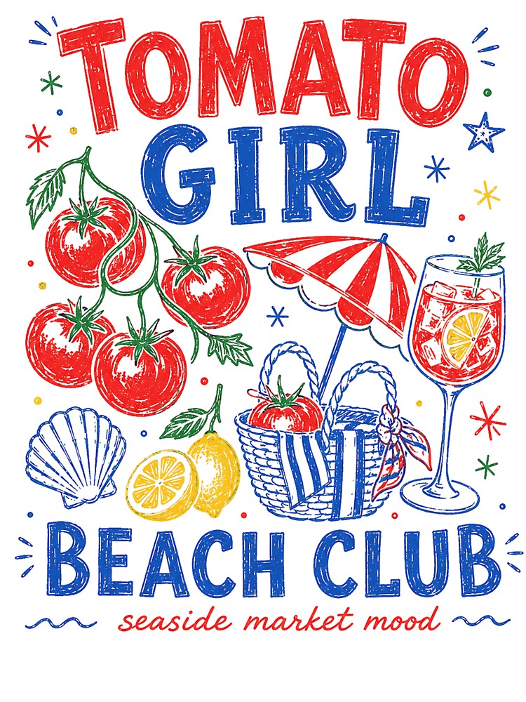 Tomato Girl Beach Club Summer by Retro Moon Studio