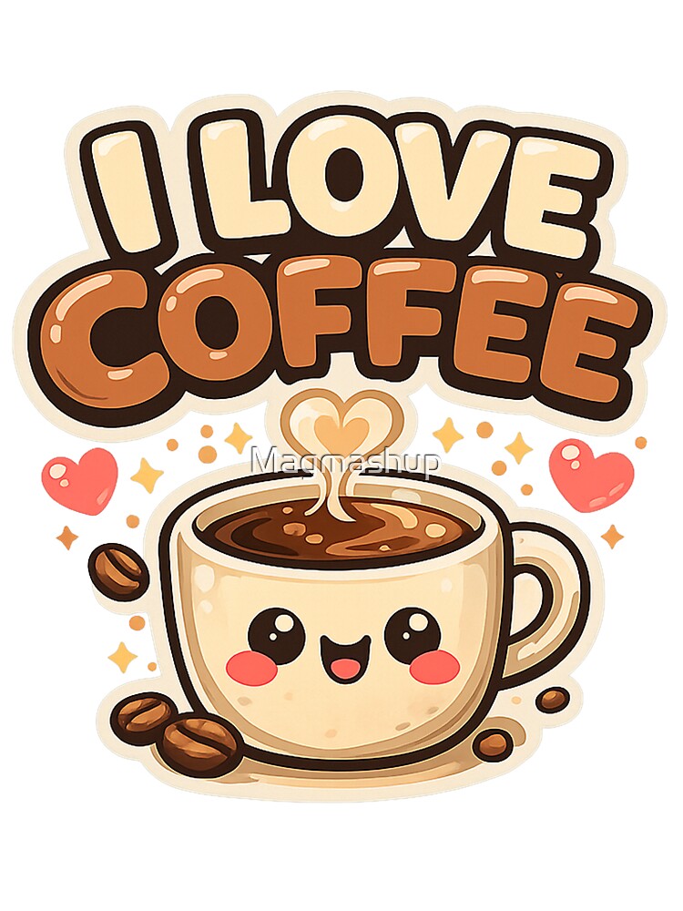 I Love Coffee Cute Kawaii Coffee Lover by Magmashup