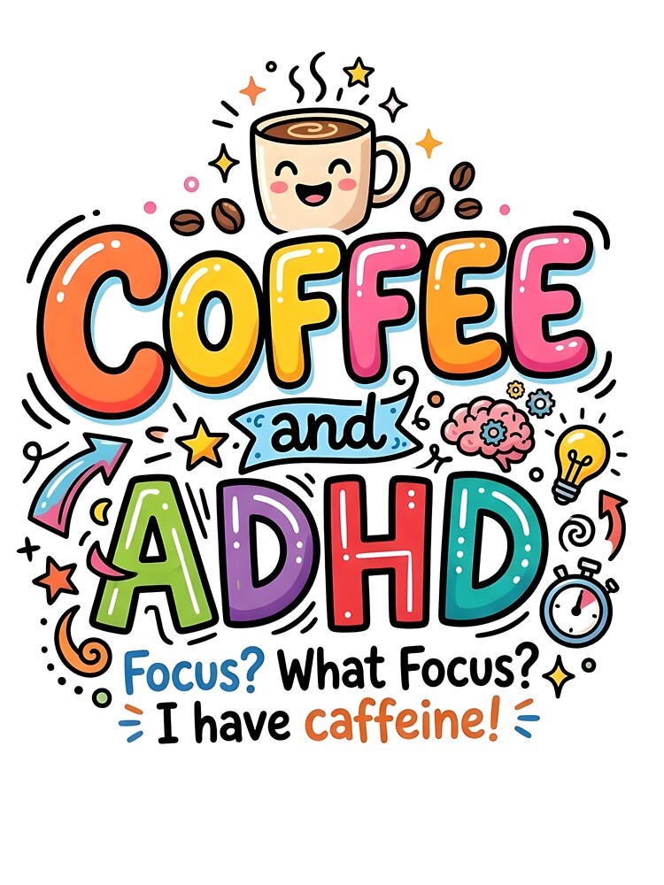 Powered by coffee and adhd funny quote by Marti’s Shop Corner