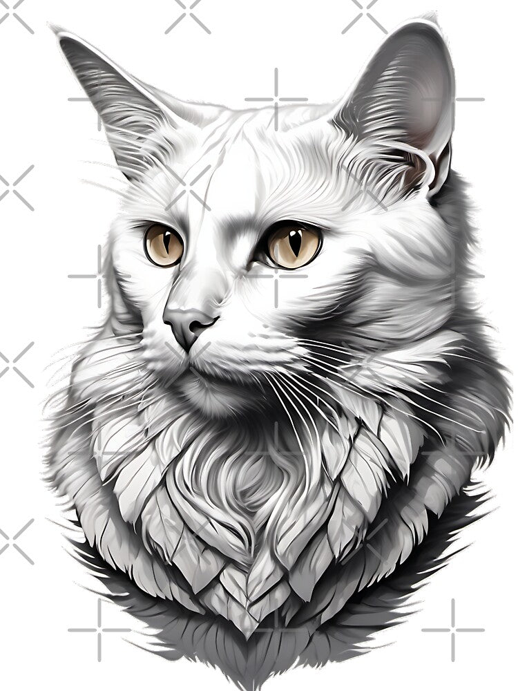 White Cat Portrait by KaiLabsArt