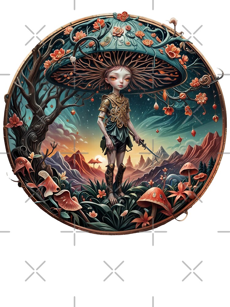 Mystical Mushroom Warrior – Surreal Fantasy Art Illustration by Mysterium AI