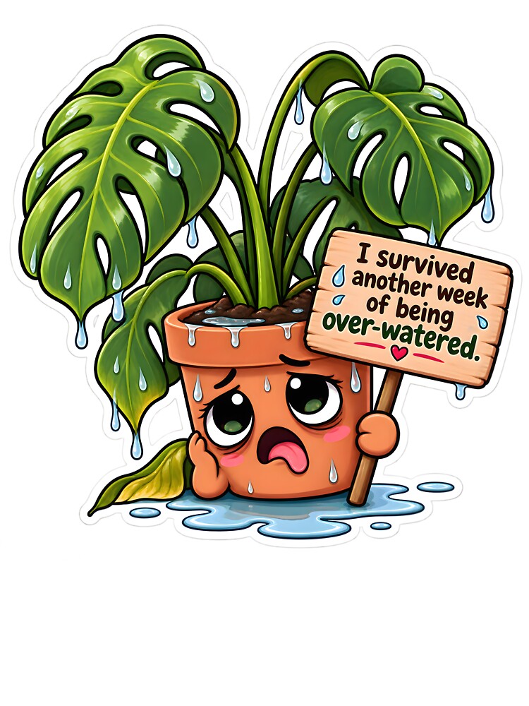 Funny Plant Lover Overwatered Houseplant Sticker by PixelCraftByAnmol