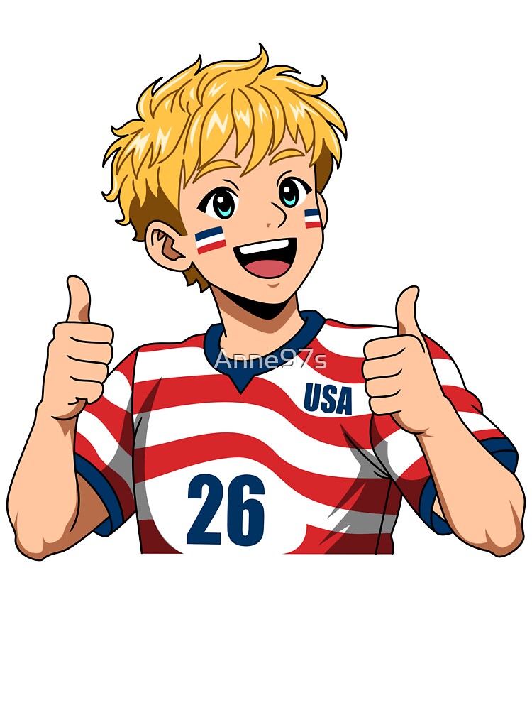 Cute Blonde Anime USA Soccer Fan Thumbs Up by Anne97s