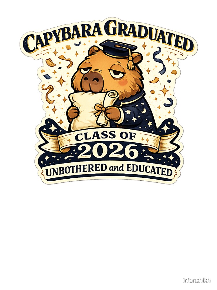 Capybara Graduated Class of 2026 Unbothered and Educated – Funny Cute Graduation Art | Grad Gift by irfanshikh