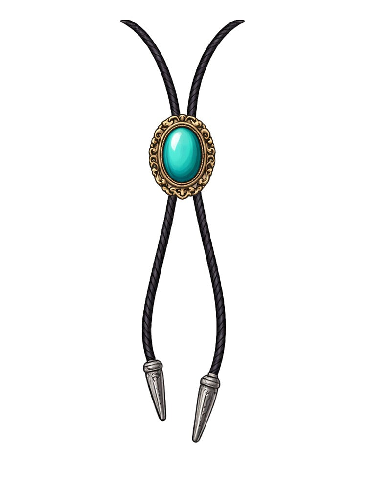Western Turquoise Bolo Tie- Cowboy Necklace Graphic Tee by WesternWaresCo