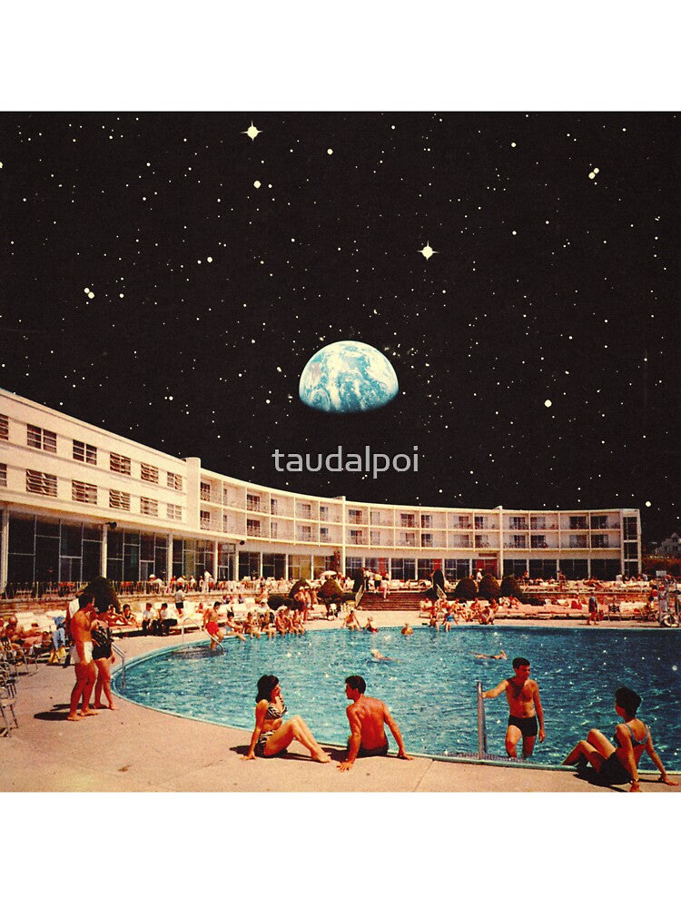 Lunar Pool Life - Retro-Futuristic Holiday Resort, Science Fiction Collage by Taudalpoi