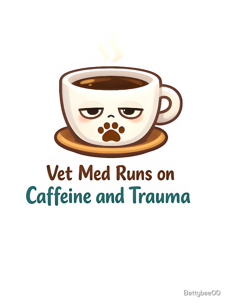 Vet Med Runs on Caffeine and Trauma – Dark Vet Humor Design by Bettybee00