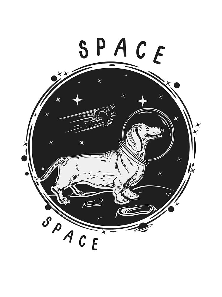 Space earth travel Laika, first space dog cute design vintage space by Designandlove