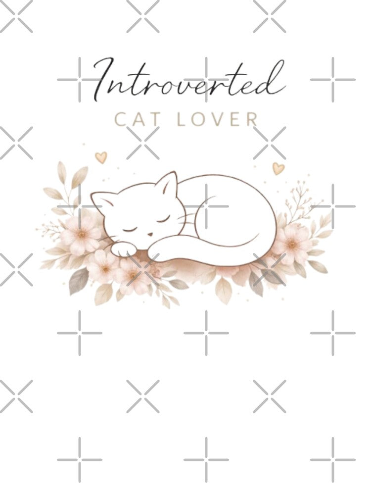 Introverted Cat Lover Aesthetic Design | Cute Sleeping Cat Art for Cat People by Sanika arts