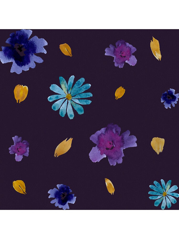 Viola daisy peony petal violet pattern watercolor by Yana Mustafina | Boho Soulful Designs