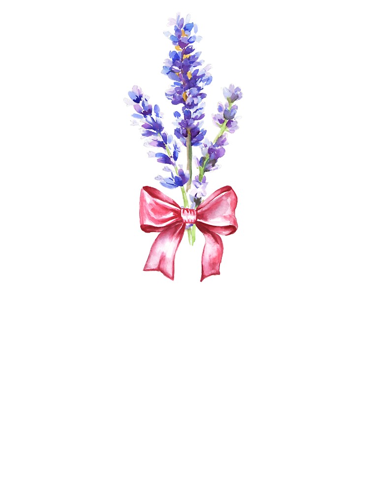 Lavender & Pink Bow Watercolor Coquette Preppy Floral Art by art-tee-ua