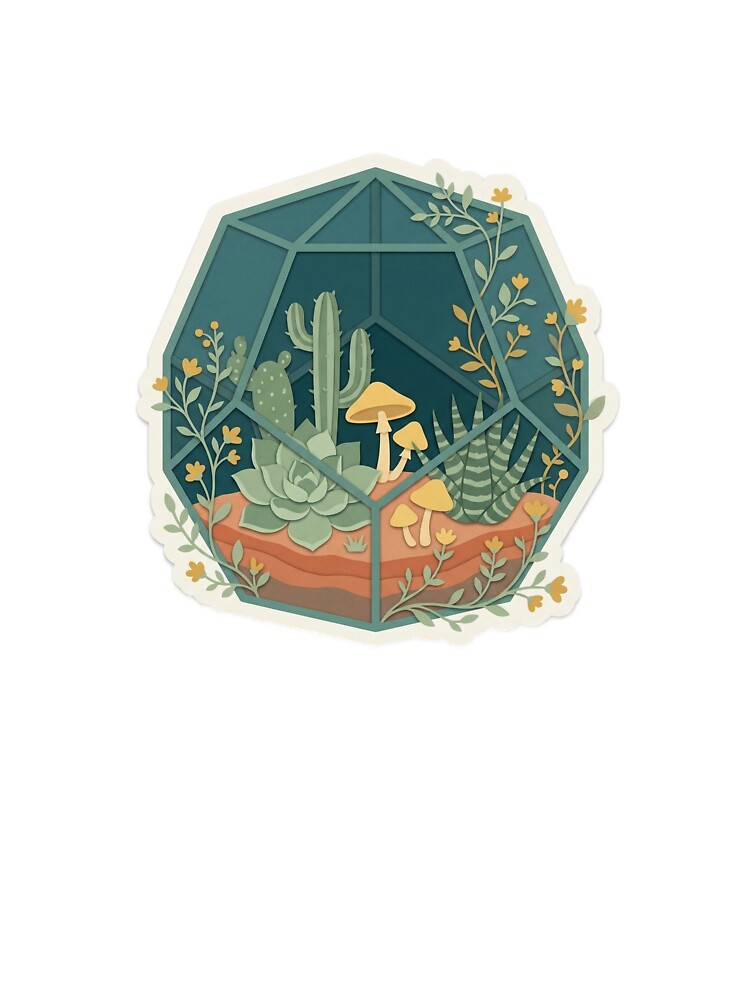 Retro Mid-Century Planter Terrarium with Tropical Leaves by belajarubic