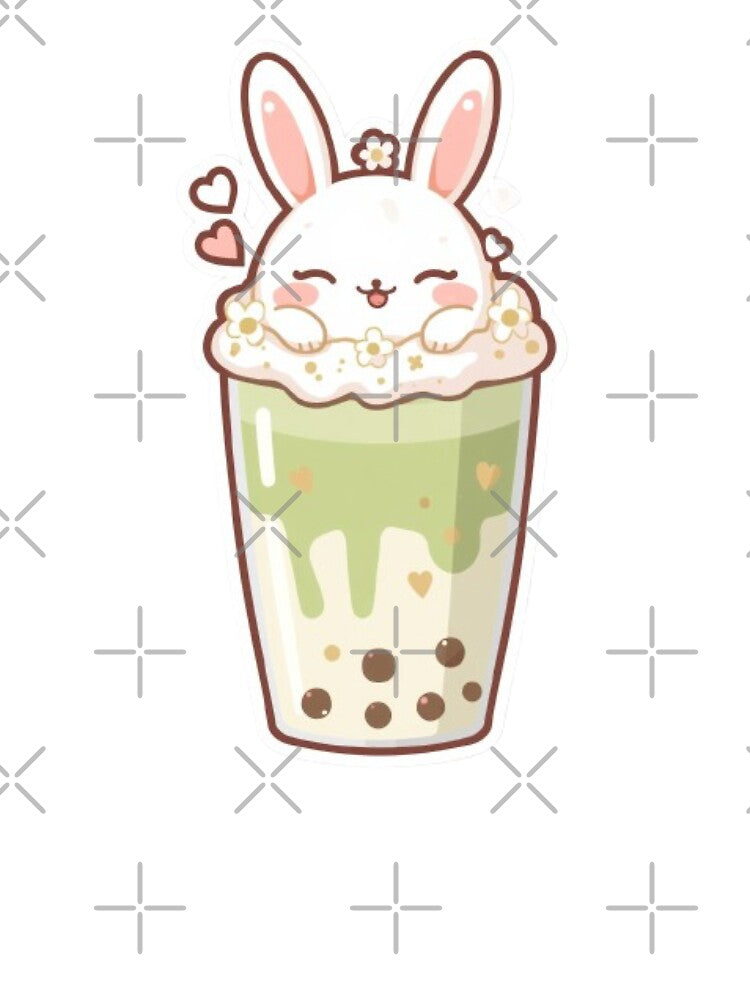 Adorable Bunny in Matcha Latte | Kawaii Café Sticker by Stylestickers55
