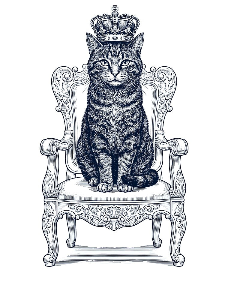 Vintage Cat King Crown Funny Animal Lover by DoodleTortle
