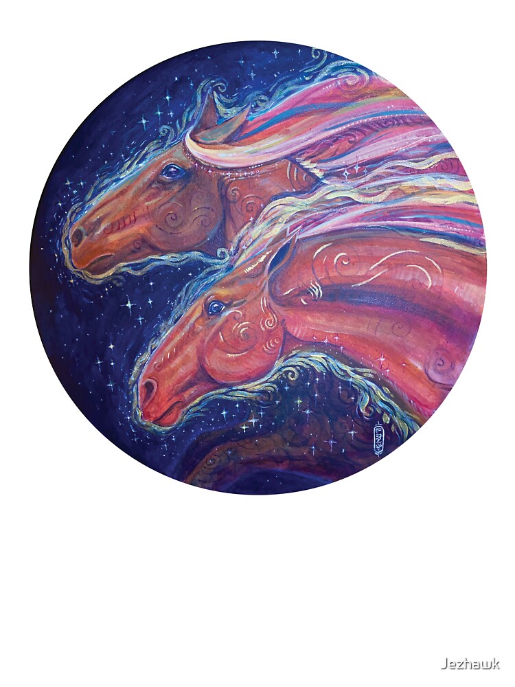 The Fire Horses - Acrylic Painting of Magical Fire Horses, Year of the Firehorse, Lunar New Year Art by Jezhawk