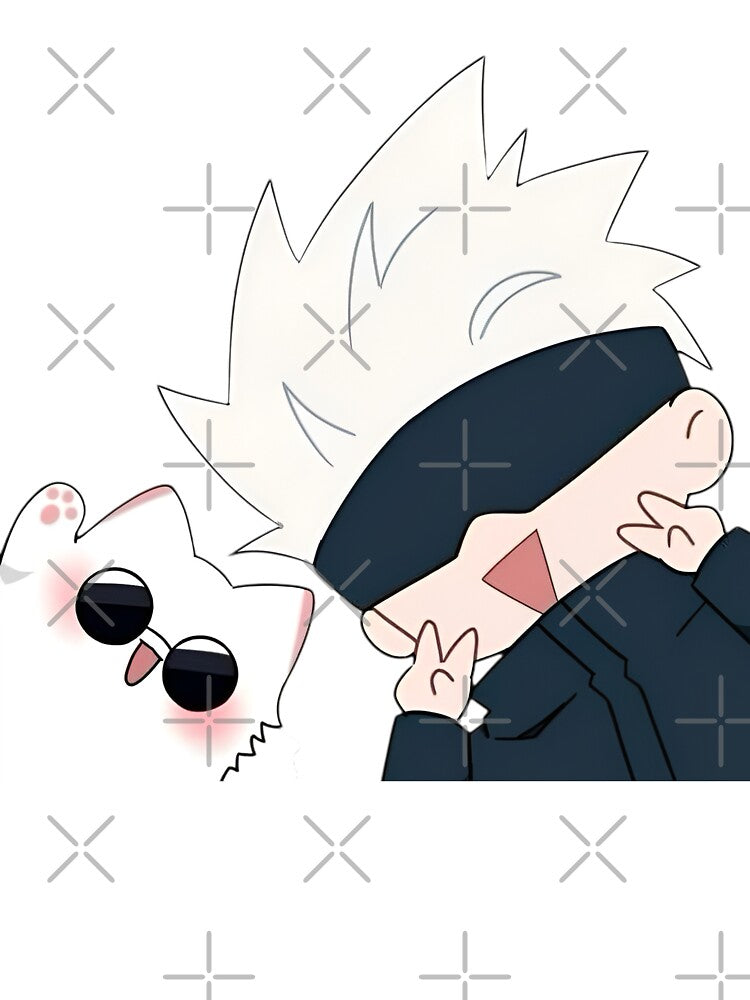 Cute Blindfold Anime Boy with Cat – Chibi Kawaii Illustration by Dyan4