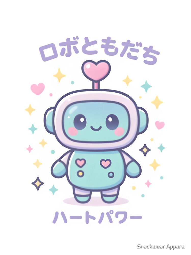 Kawaii Robot Companion • Cute Pastel Chibi Robot With Heart Antenna by Snackwear Apparel