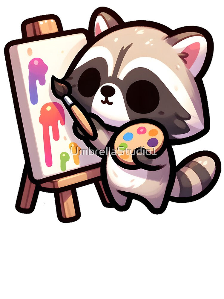 Artist Raccoon Painting on Canvas by UmbrellaStudio1