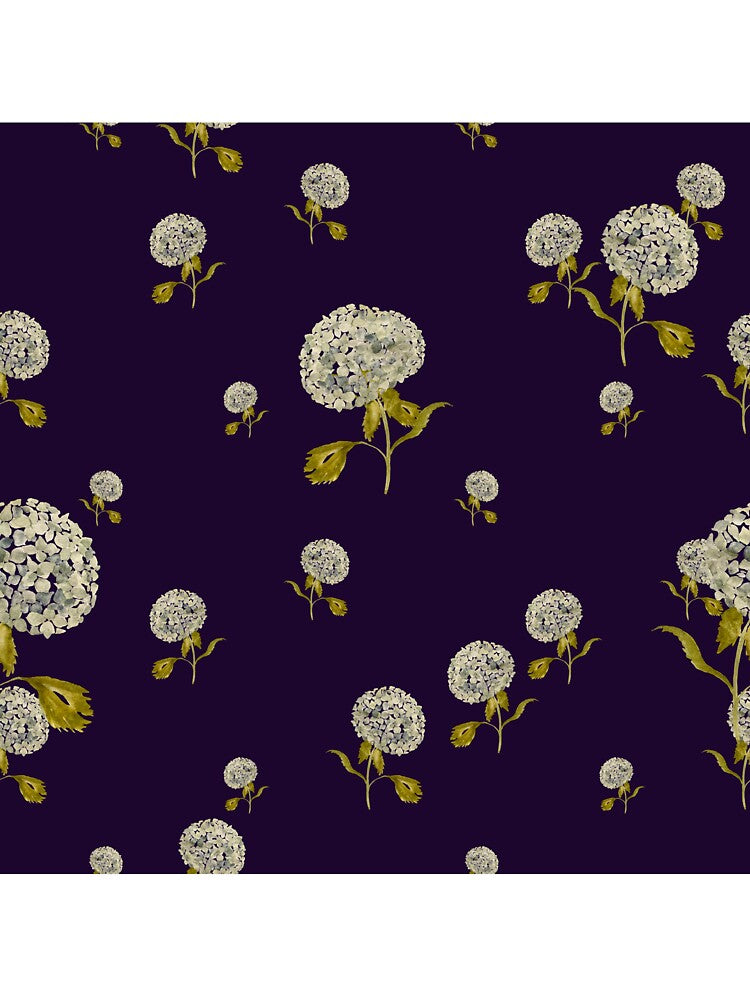 Hydrangea flower cute ornate pattern a watercolor black by Yana Mustafina | Boho Soulful Designs