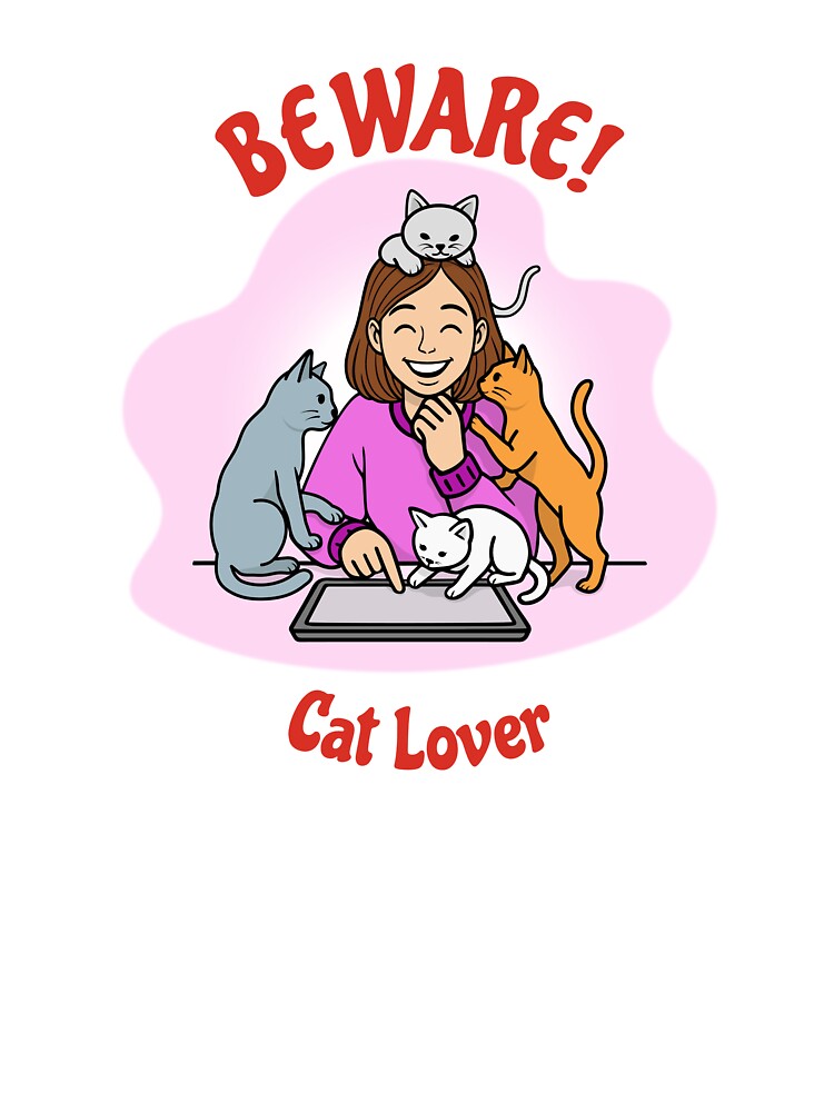 Beware! Cat Lover Girl | Cute Pet Art by Lily's World