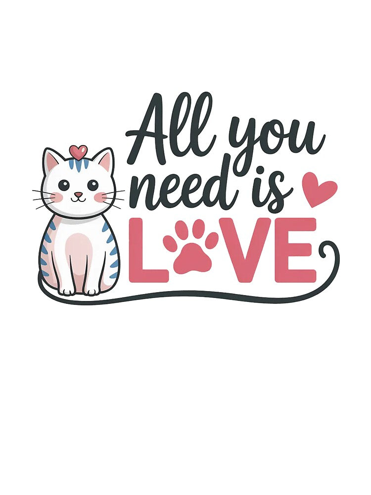 Cute Cat Lover Quote All You Need Is Love Design by Cool-cat-art