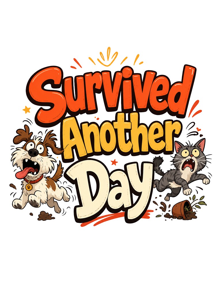 Survived Another Day Multi Pet Parent Funny T-Shirt by Ashley critters