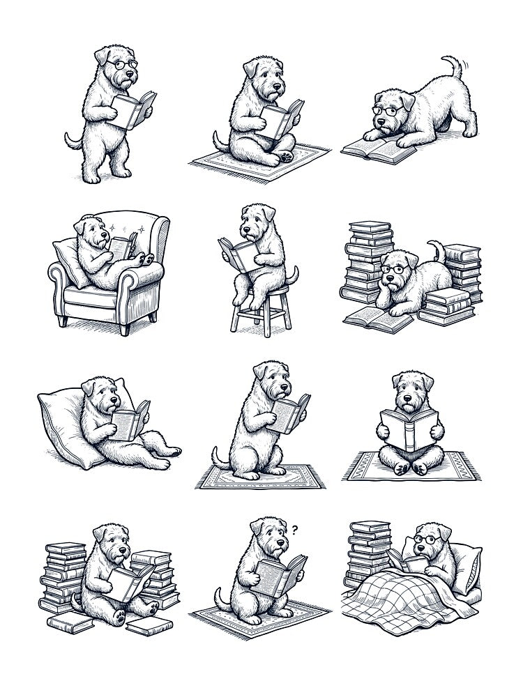 Vintage Soft Coated Wheaten Terrier Book Reader Reading Dog Lover by dian-rody-crest