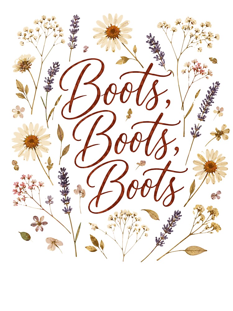 Boots Wildflower Western Script Boho Cowgirl Floral Line Dance by ZIGLWORKS