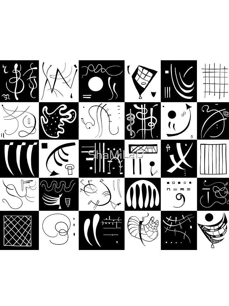 Kandinsky - Black and White Pattern - Abstract Art by ShaMiLaB