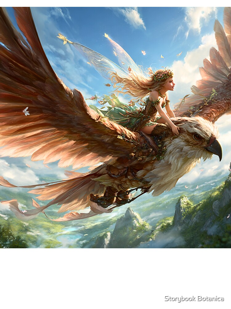 Enchanted Fairy Riding Majestic Eagle by Storybook Botanica